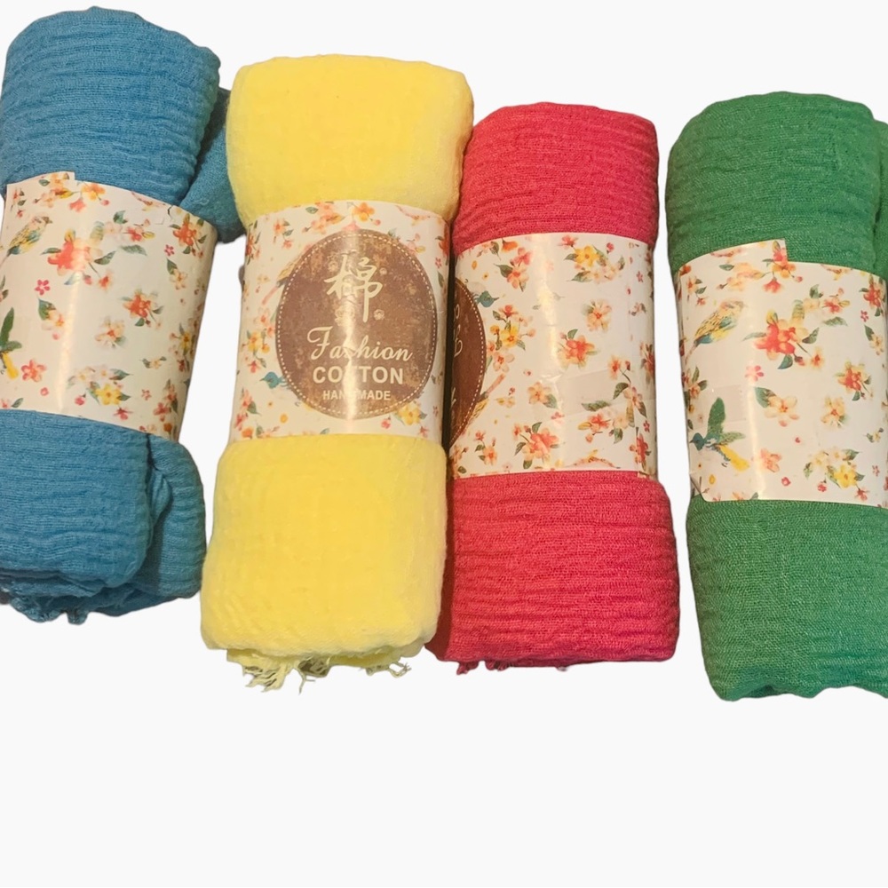 4pcs Plain color wrinkle wrap soft cotton long shawl crinkle hijab head scarf